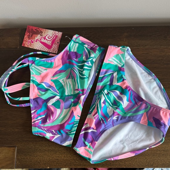 Kanu Surf Purple and Green Leaf Bikini Set - Picture 1 of 4